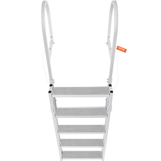 Dock Ladder, Retractable 5 Steps, 350 lbs Load Capacity, Aluminum Alloy Pontoon Boat Ladder with V952-MTZTSSSWJFHXJQFTNV0