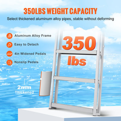Dock Ladder, Retractable 5 Steps, 350 lbs Load Capacity, Aluminum Alloy Pontoon Boat Ladder with V952-MTZTSSSWJFHXJQFTNV0