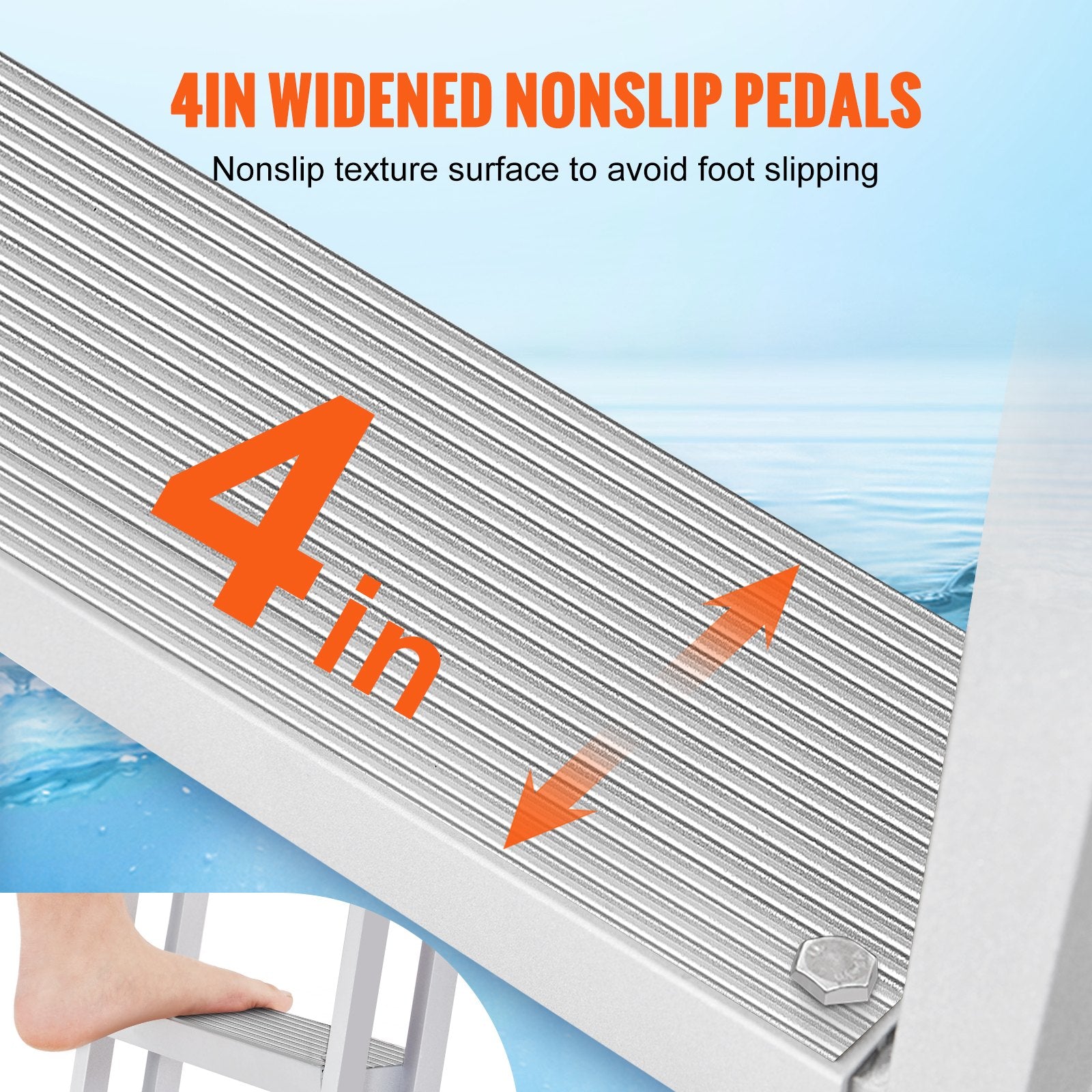 Dock Ladder, Retractable 5 Steps, 350 lbs Load Capacity, Aluminum Alloy Pontoon Boat Ladder with V952-MTZTSSSWJFHXJQFTNV0