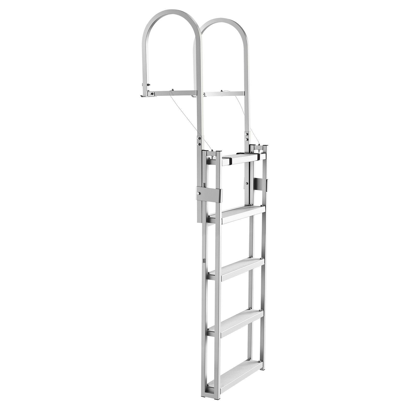 Retractable Dock Ladder, 5 Steps, Aluminum Alloy Pontoon Boat Swim Ladder, with Non-Slip Wide Steps, 159 kg V952-MTZTSSSWPJ356MH3V001V0