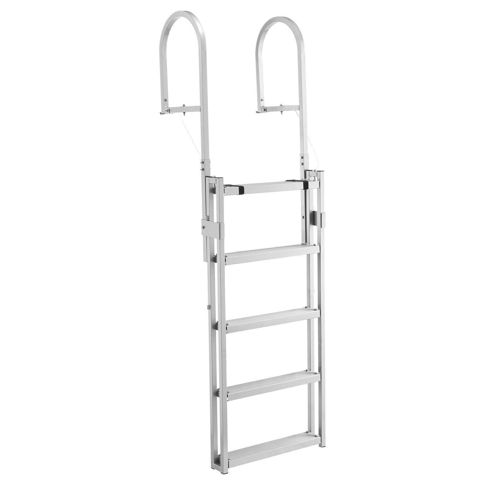 Retractable Dock Ladder, 5 Steps, Aluminum Alloy Pontoon Boat Swim Ladder, with Non-Slip Wide Steps, 159 kg V952-MTZTSSSWPJ356MH3V001V0