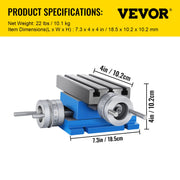 Milling Machine Cross Slide Worktable 4''x7.3'' 2 Axis Compound Precision V952-MX-75GZT000000001V0