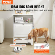 Pet Feeding Station w/ 2 Elevated Dog Bowls Dog Food & Toy Storage Cabinet V952-MZCWHSWJ24YC6P61XV0