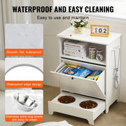 Pet Feeding Station w/ 2 Elevated Dog Bowls Dog Food & Toy Storage Cabinet V952-MZCWHSWJ24YC6P61XV0