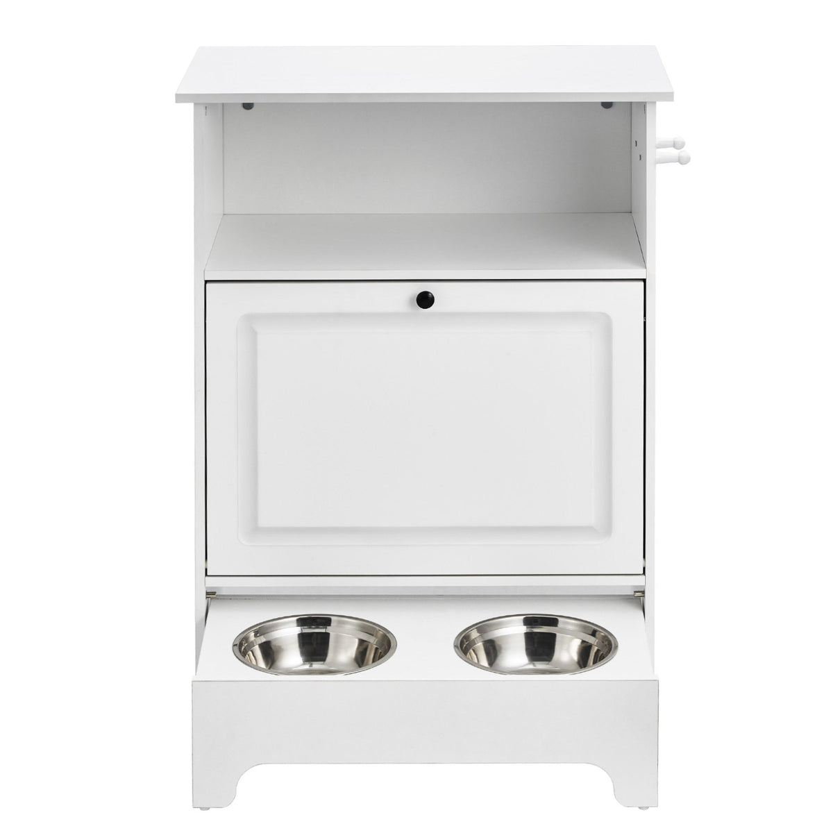 Pet Feeding Station w/ 2 Elevated Dog Bowls Dog Food & Toy Storage Cabinet V952-MZCWHSWJ24YC6P61XV0