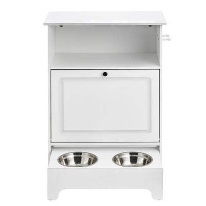 Pet Feeding Station w/ 2 Elevated Dog Bowls Dog Food & Toy Storage Cabinet V952-MZCWHSWJ24YC6P61XV0