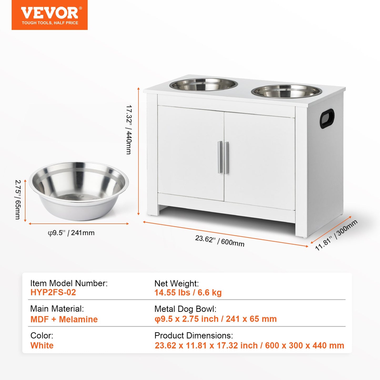 Pet Feeding Station w/ 2 Elevated Dog Bowls Dog Food & Toy Storage Cabinet V952-MZCWHSWT17INOQPQNV0