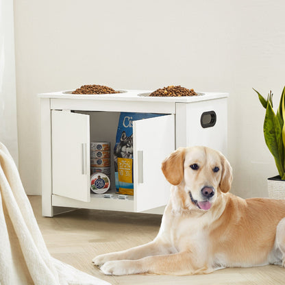 Pet Feeding Station w/ 2 Elevated Dog Bowls Dog Food & Toy Storage Cabinet V952-MZCWHSWT17INOQPQNV0