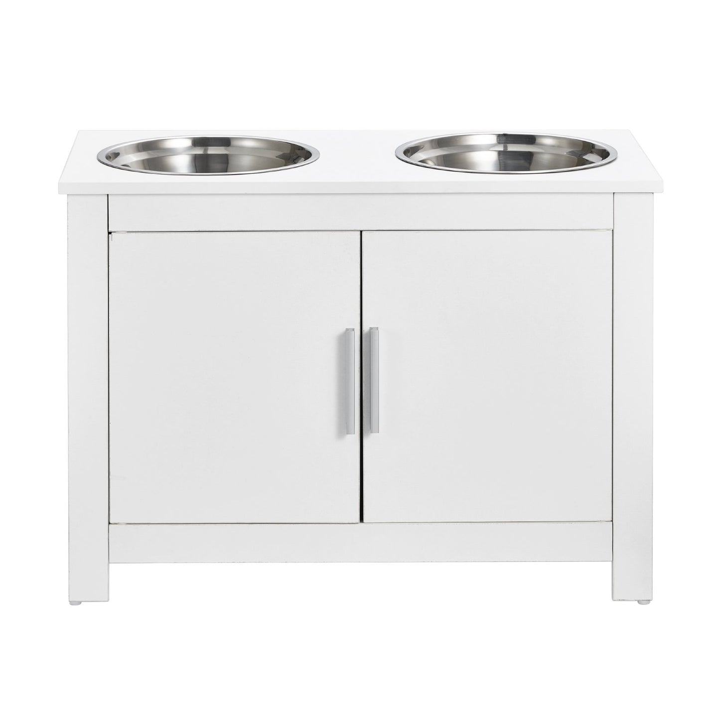 Pet Feeding Station w/ 2 Elevated Dog Bowls Dog Food & Toy Storage Cabinet V952-MZCWHSWT17INOQPQNV0