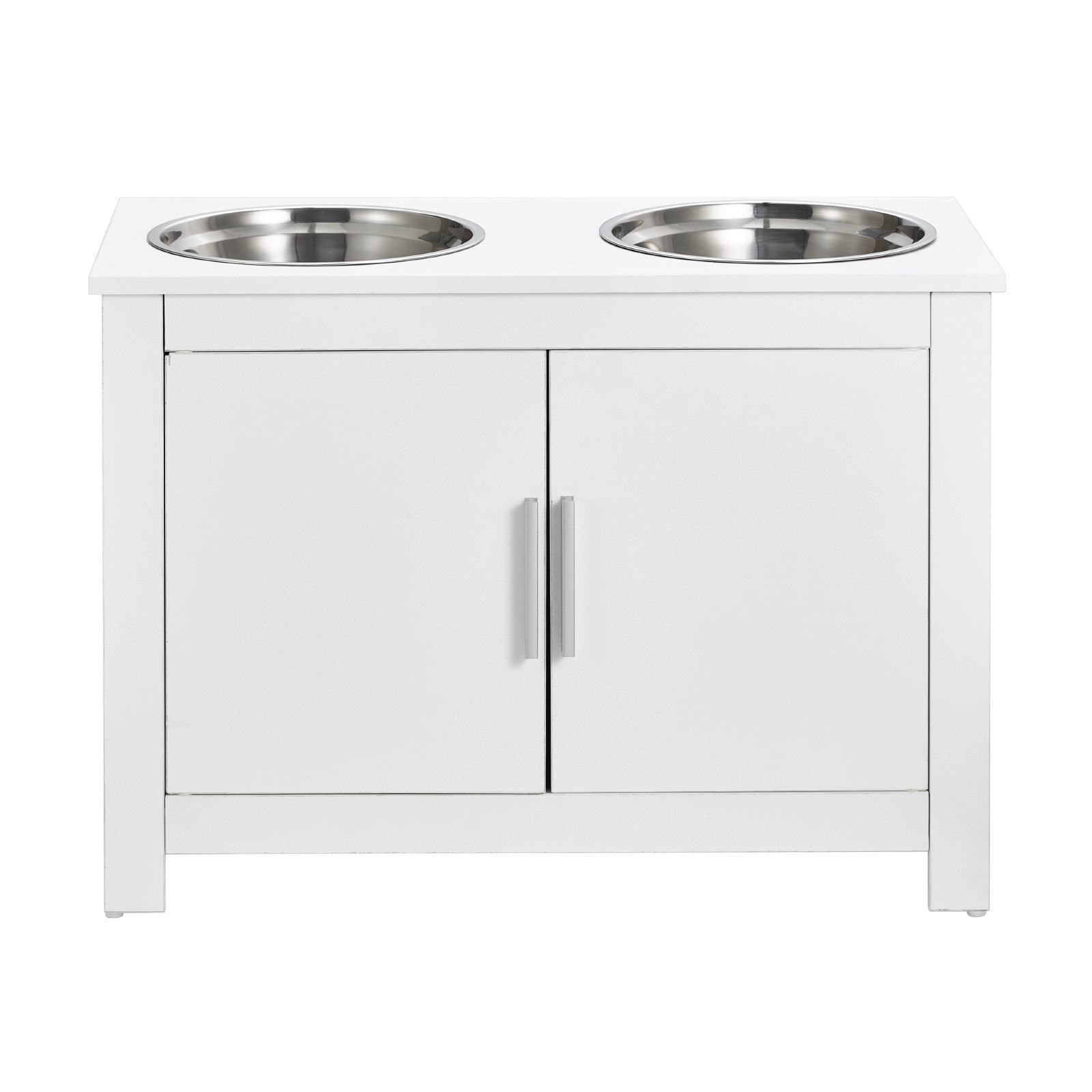 Pet Feeding Station w/ 2 Elevated Dog Bowls Dog Food & Toy Storage Cabinet V952-MZCWHSWT17INOQPQNV0