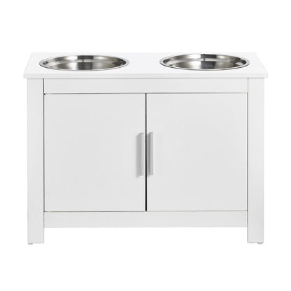 Pet Feeding Station w/ 2 Elevated Dog Bowls Dog Food & Toy Storage Cabinet V952-MZCWHSWT17INOQPQNV0