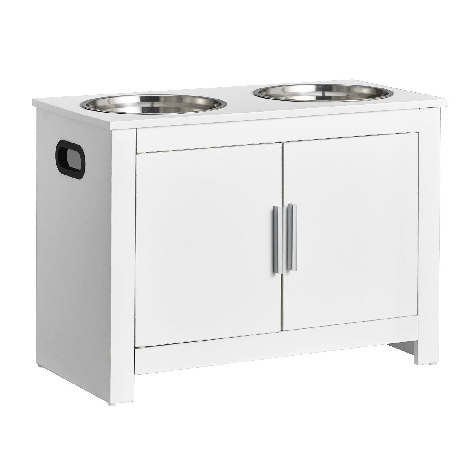 Pet Feeding Station w/ 2 Elevated Dog Bowls Dog Food & Toy Storage Cabinet V952-MZCWHSWT17INOQPQNV0