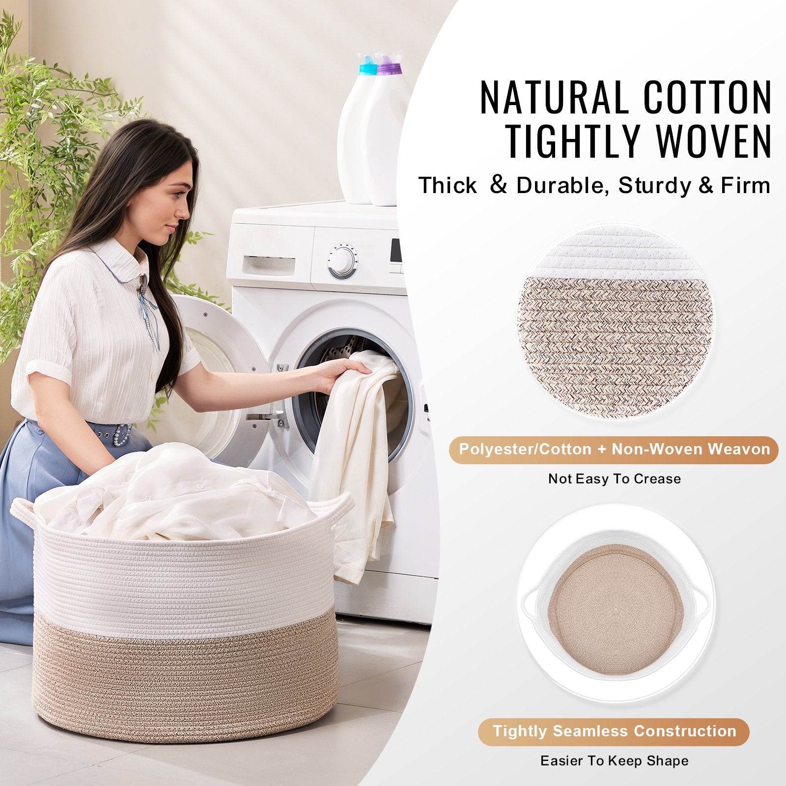 Cotton Rope Storage Basket 87L Woven Blanket Basket 20 x 20 x 14 in V952-MZCWLYZTL22W2SO26V0