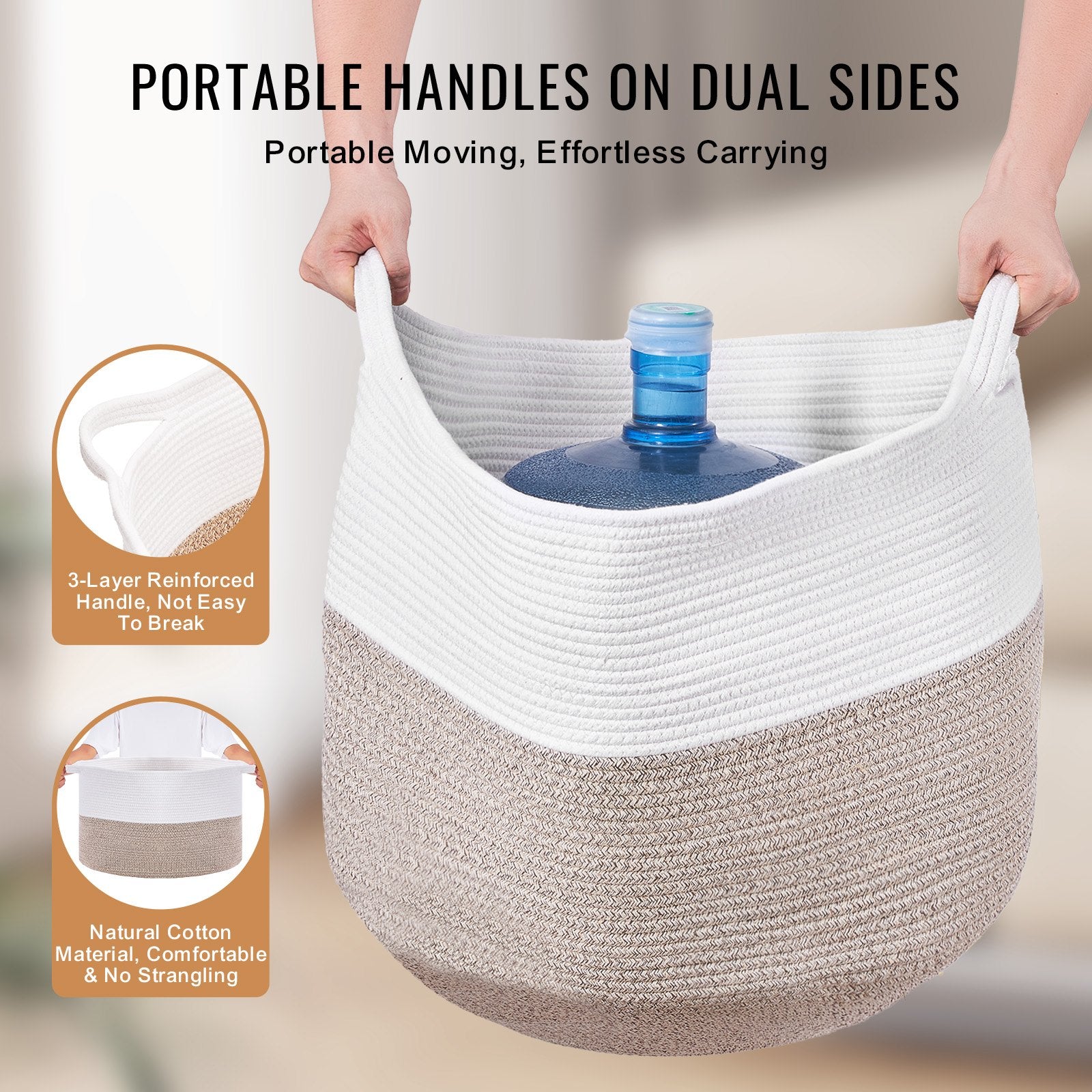Cotton Rope Storage Basket 87L Woven Blanket Basket 20 x 20 x 14 in V952-MZCWLYZTL22W2SO26V0