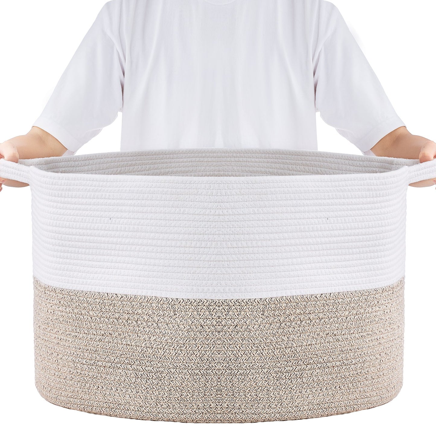Cotton Rope Storage Basket 87L Woven Blanket Basket 20 x 20 x 14 in V952-MZCWLYZTL22W2SO26V0