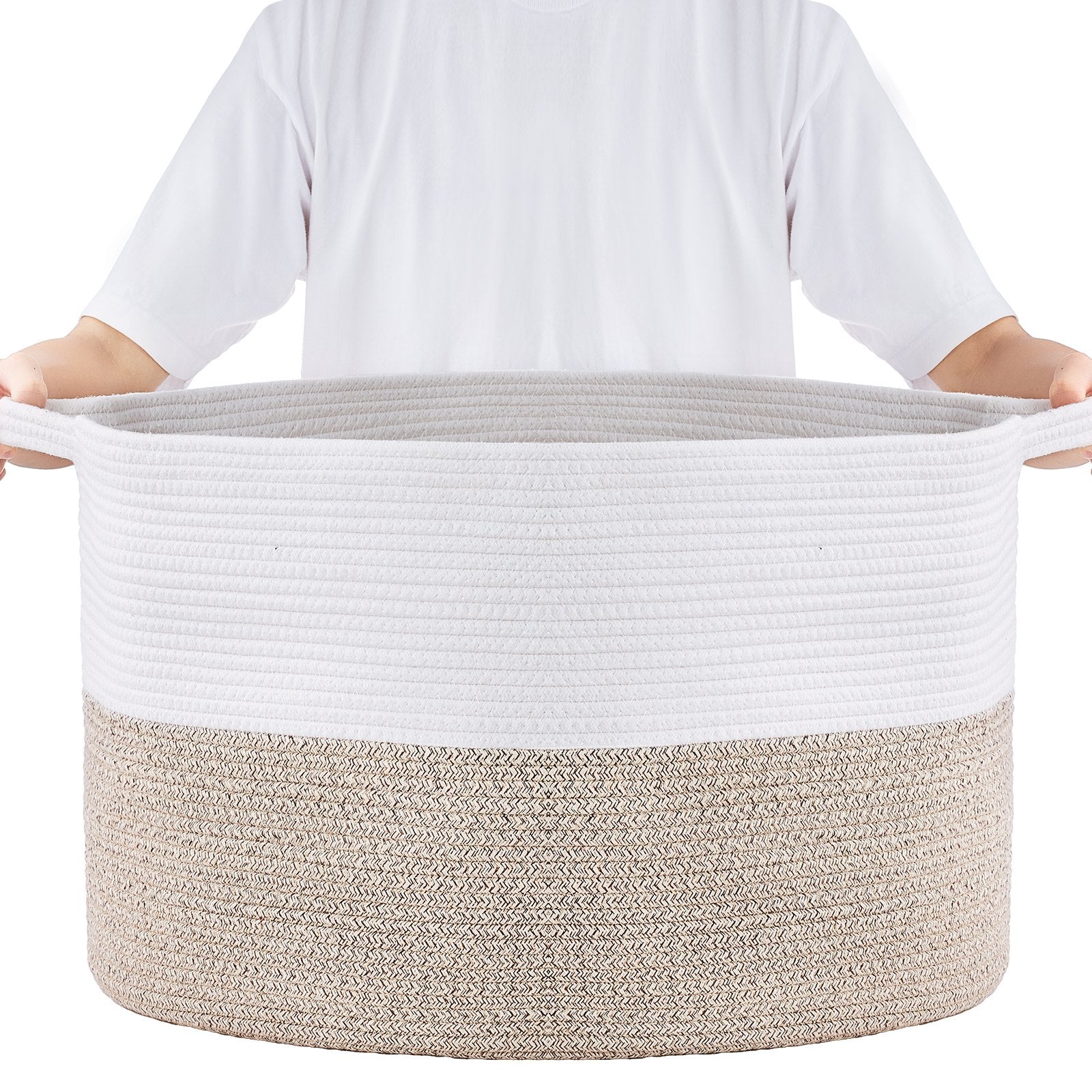 Cotton Rope Storage Basket 87L Woven Blanket Basket 20 x 20 x 14 in V952-MZCWLYZTL22W2SO26V0