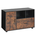 Wood File Cabinet Lockable Mobile Filing Cabinet Open Shelves Rustic Brown V952-MZHXWJJHSZSDBRJA5001V0