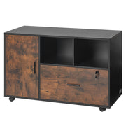 Wood File Cabinet Lockable Mobile Filing Cabinet Open Shelves Rustic Brown V952-MZHXWJJHSZSDBRJA5001V0