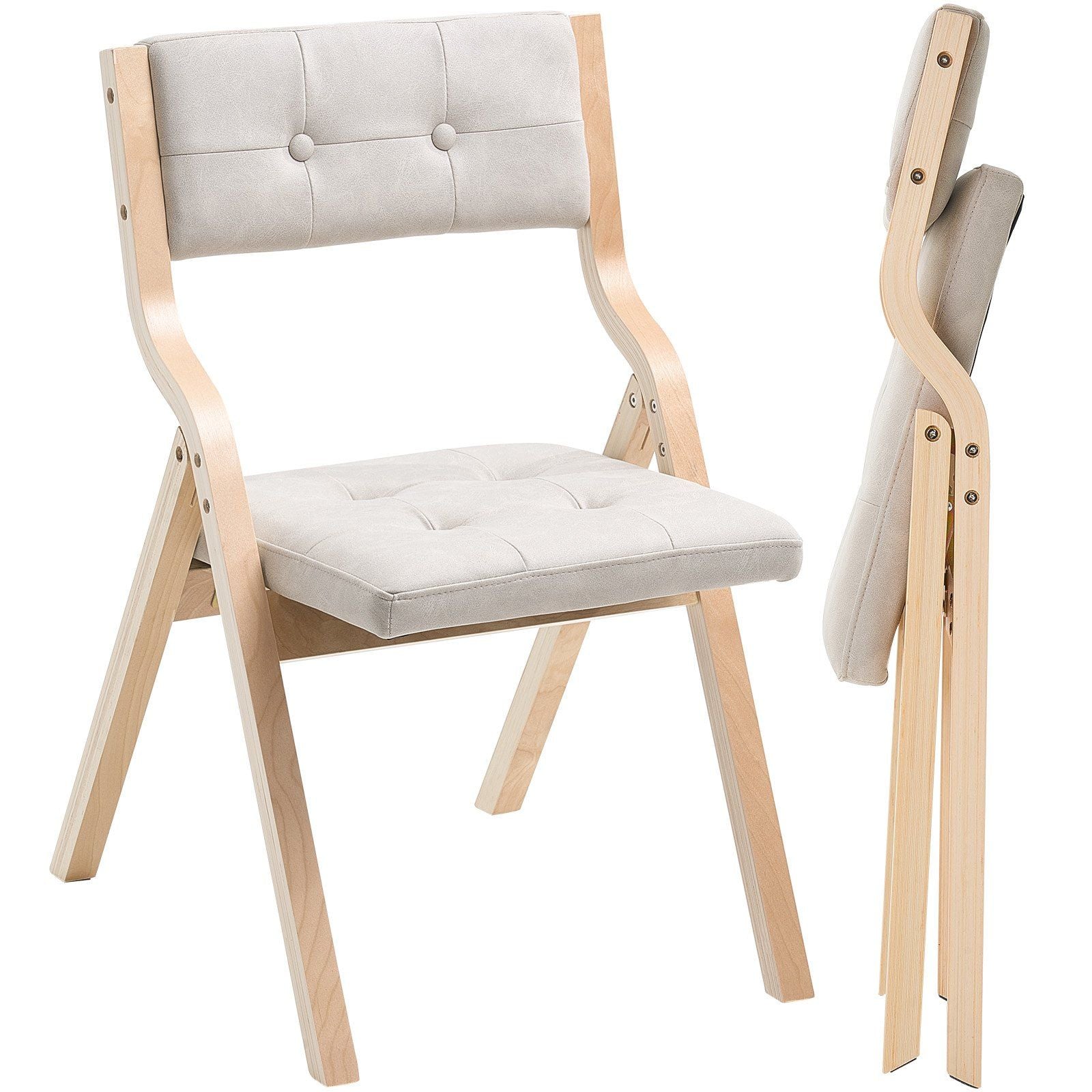 Wooden Folding Chairs with Cushion, Set of 2, Portable Foldable Cushion Chair with Wooden Frame, Modern V952-MZHZZZDYXDFBPPPME001V0