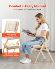 Wooden Folding Chairs with Cushion, Set of 2, Portable Foldable Cushion Chair with Wooden Frame, Modern V952-MZHZZZDYXDFBPPPME001V0