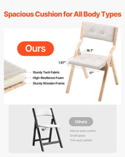 Wooden Folding Chairs with Cushion, Set of 2, Portable Foldable Cushion Chair with Wooden Frame, Modern V952-MZHZZZDYXDFBPPPME001V0