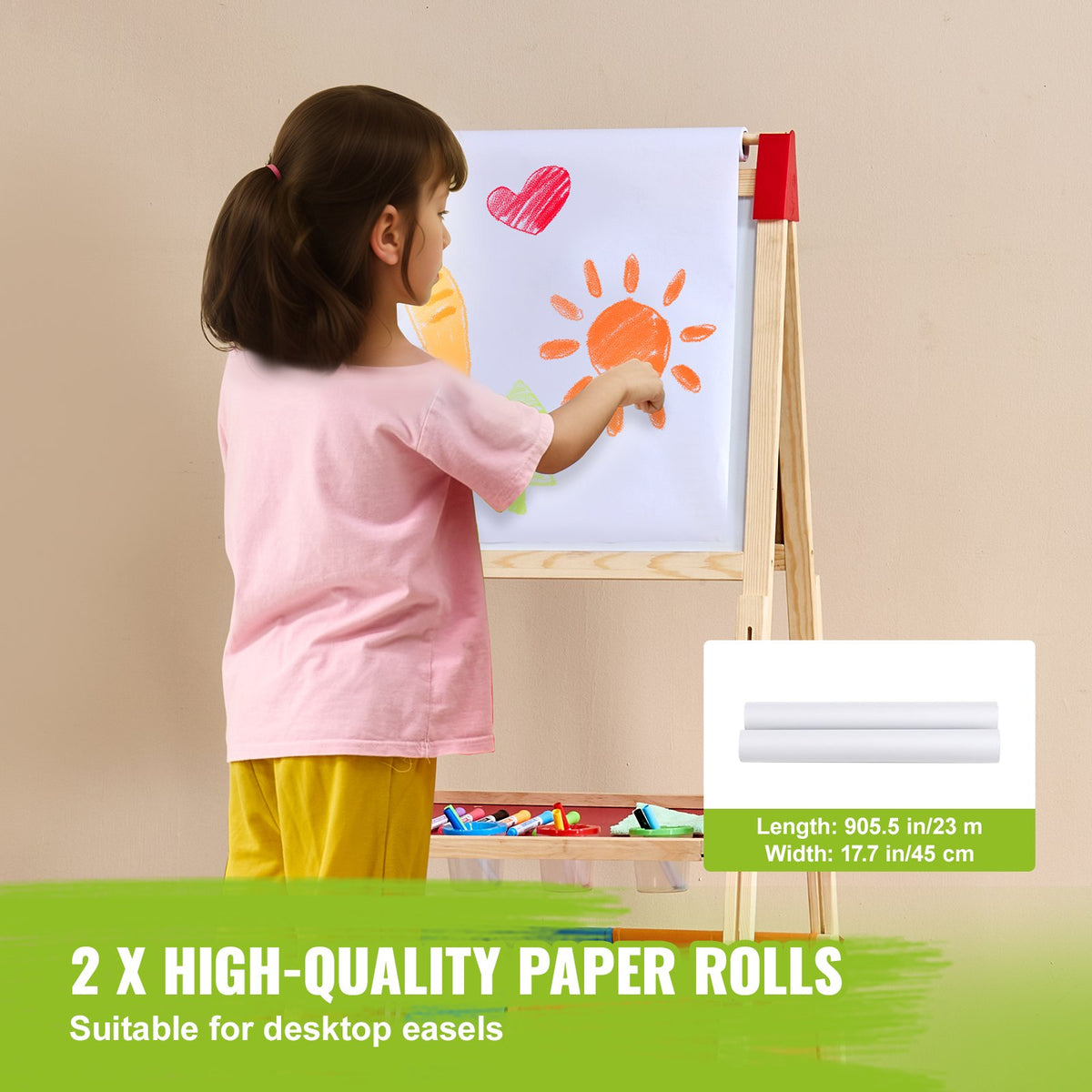 Easel Accessory Set Chalk & Markers & Paper Rolls 32PCS for Standing Easel V952-MZKETHJPJBBH0DQ35V0