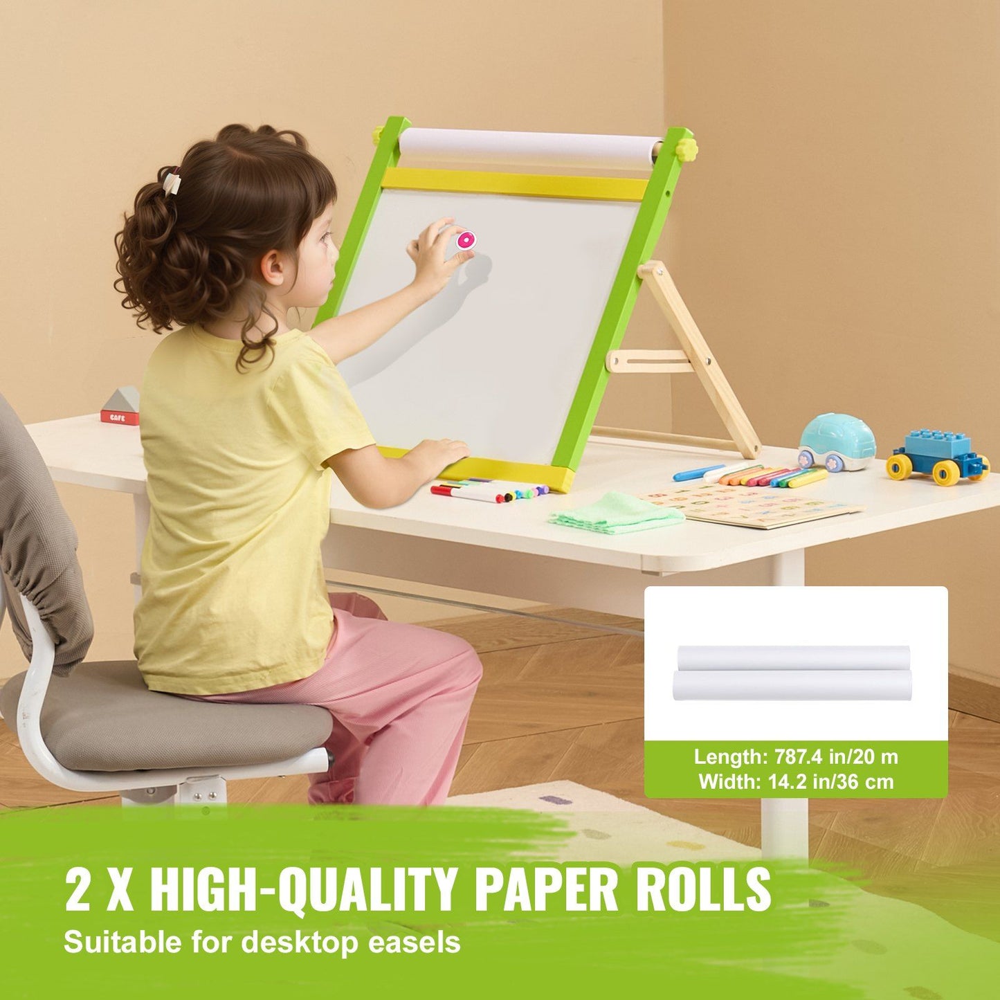 Easel Accessory Set, 32 PCS Kid's Art Easel Painting Kit Including Chalks, Dry-Erase Markers & Paper Rolls, V952-MZKETHJPJBBHOR8HNV0