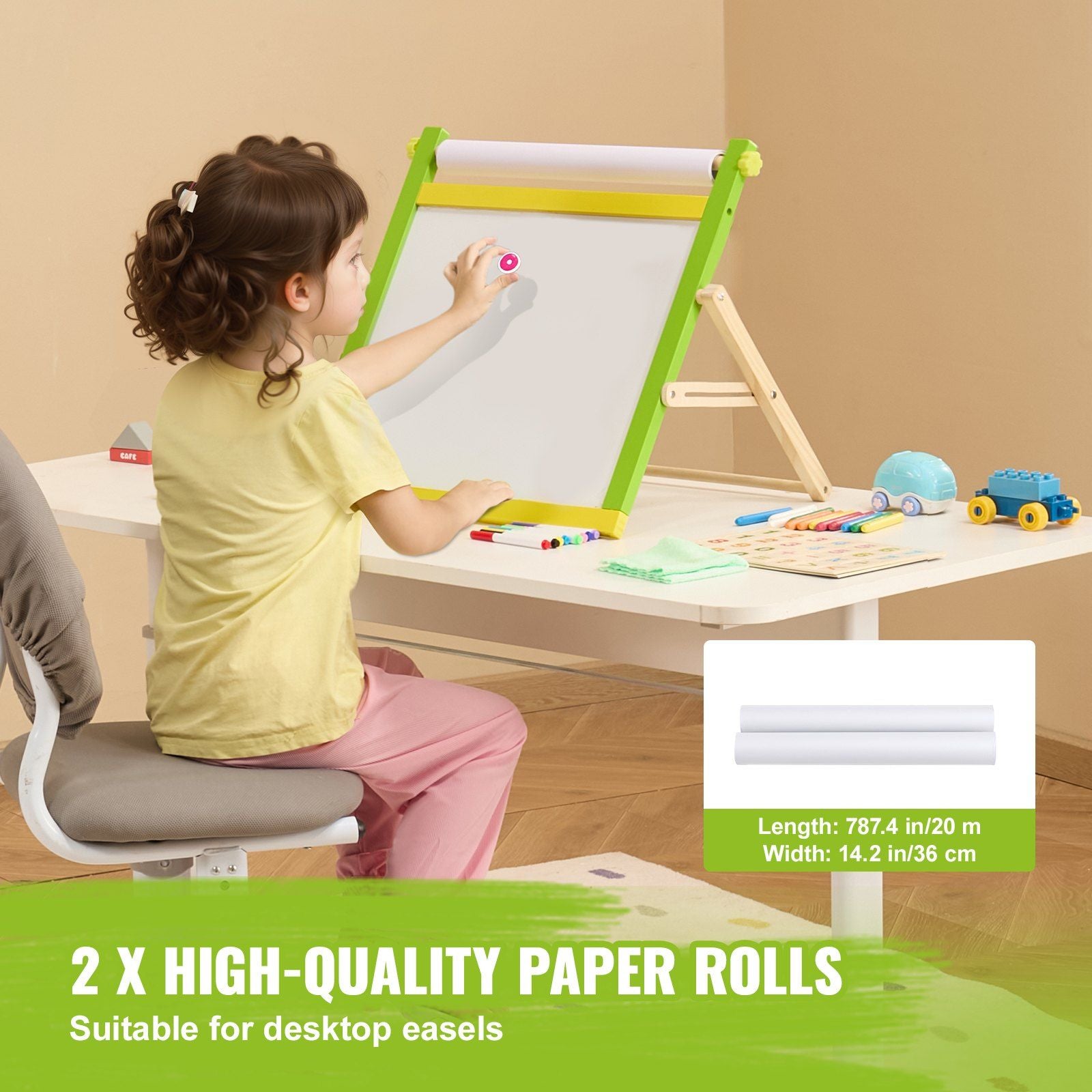Easel Accessory Set, 32 PCS Kid's Art Easel Painting Kit Including Chalks, Dry-Erase Markers & Paper Rolls, V952-MZKETHJPJBBHOR8HNV0