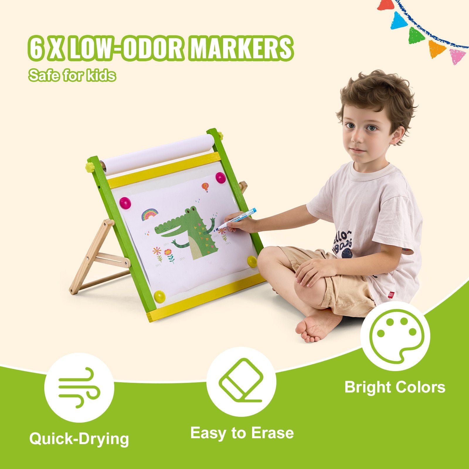 Easel Accessory Set, 32 PCS Kid's Art Easel Painting Kit Including Chalks, Dry-Erase Markers & Paper Rolls, V952-MZKETHJPJBBHOR8HNV0