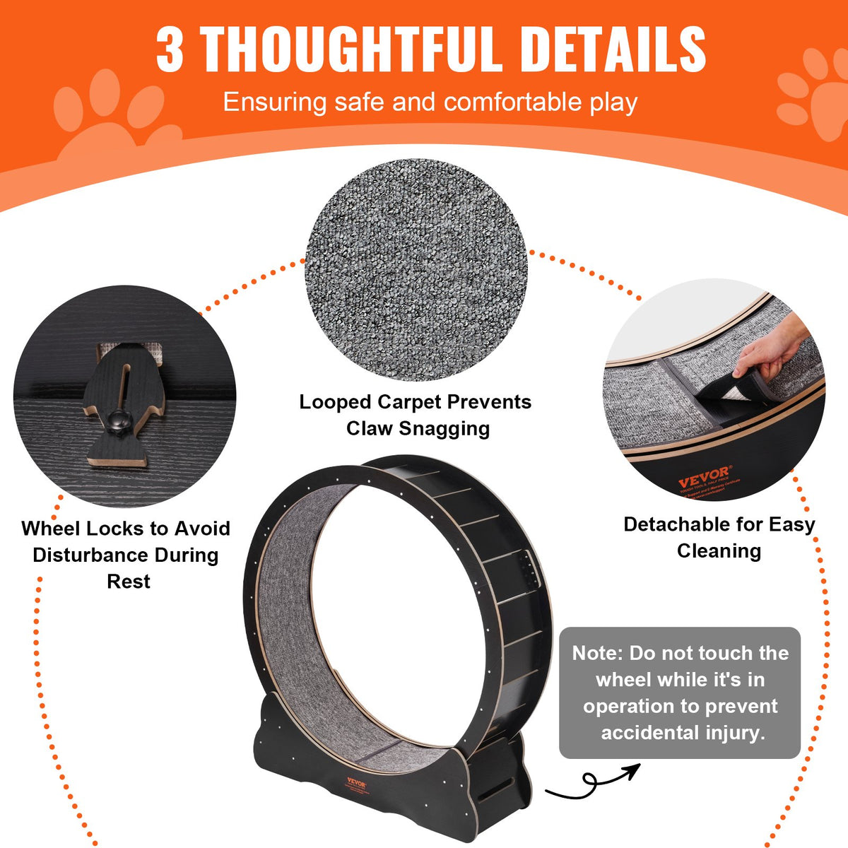 Wooden Cat Exercise Wheel, 43.3" Large Cat Treadmill Wheel for Indoor Cats, Cat Running Wheel with Detachable V952-MZMPBJHSMDB4VD4DSV0