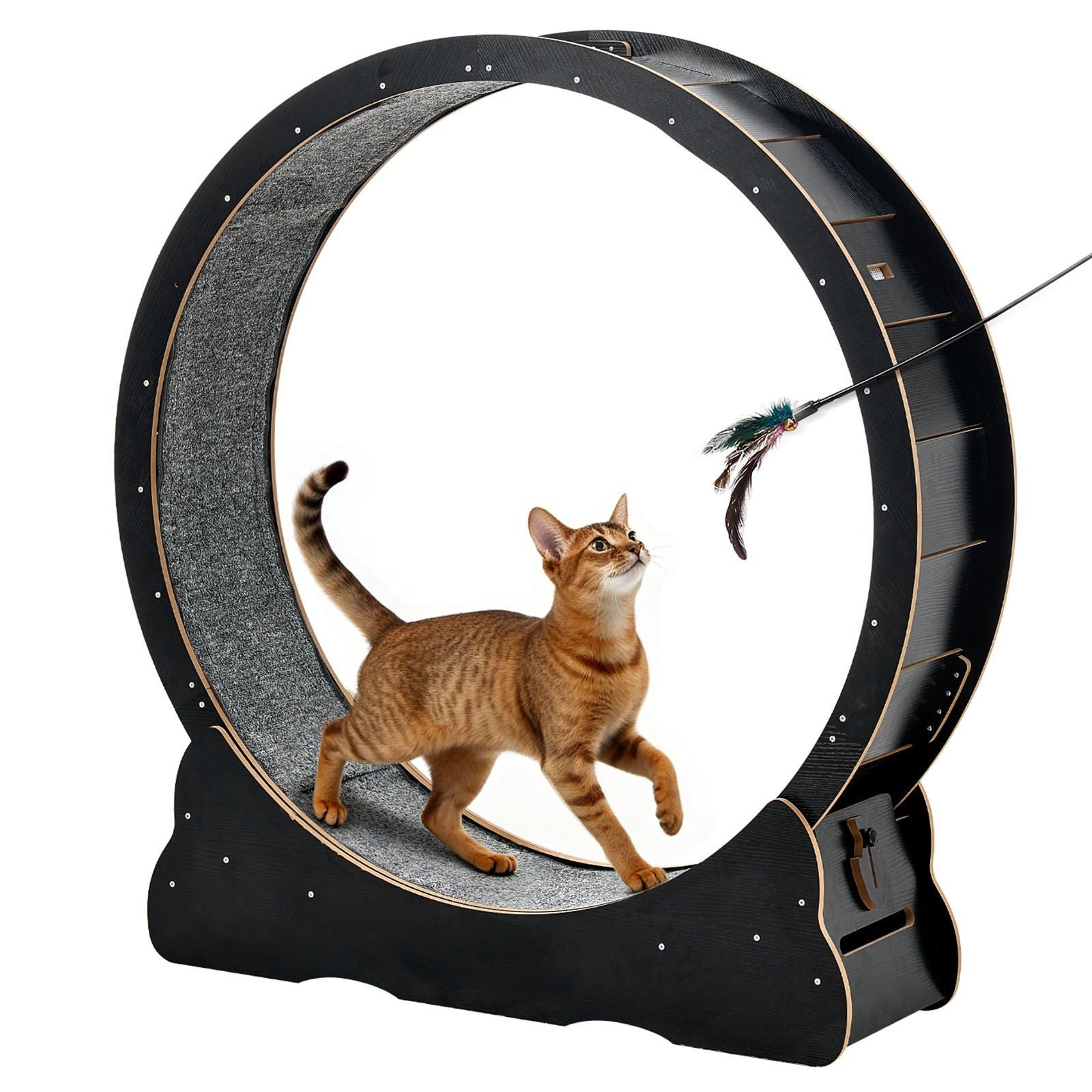 Cat Exercise Wheel, 120 cm Wooden Cat Running Wheel for Indoor Cats up to 12.7 kg, Cats Treadmill with V952-MZMPBJLHSMDB3N5ZN001V0