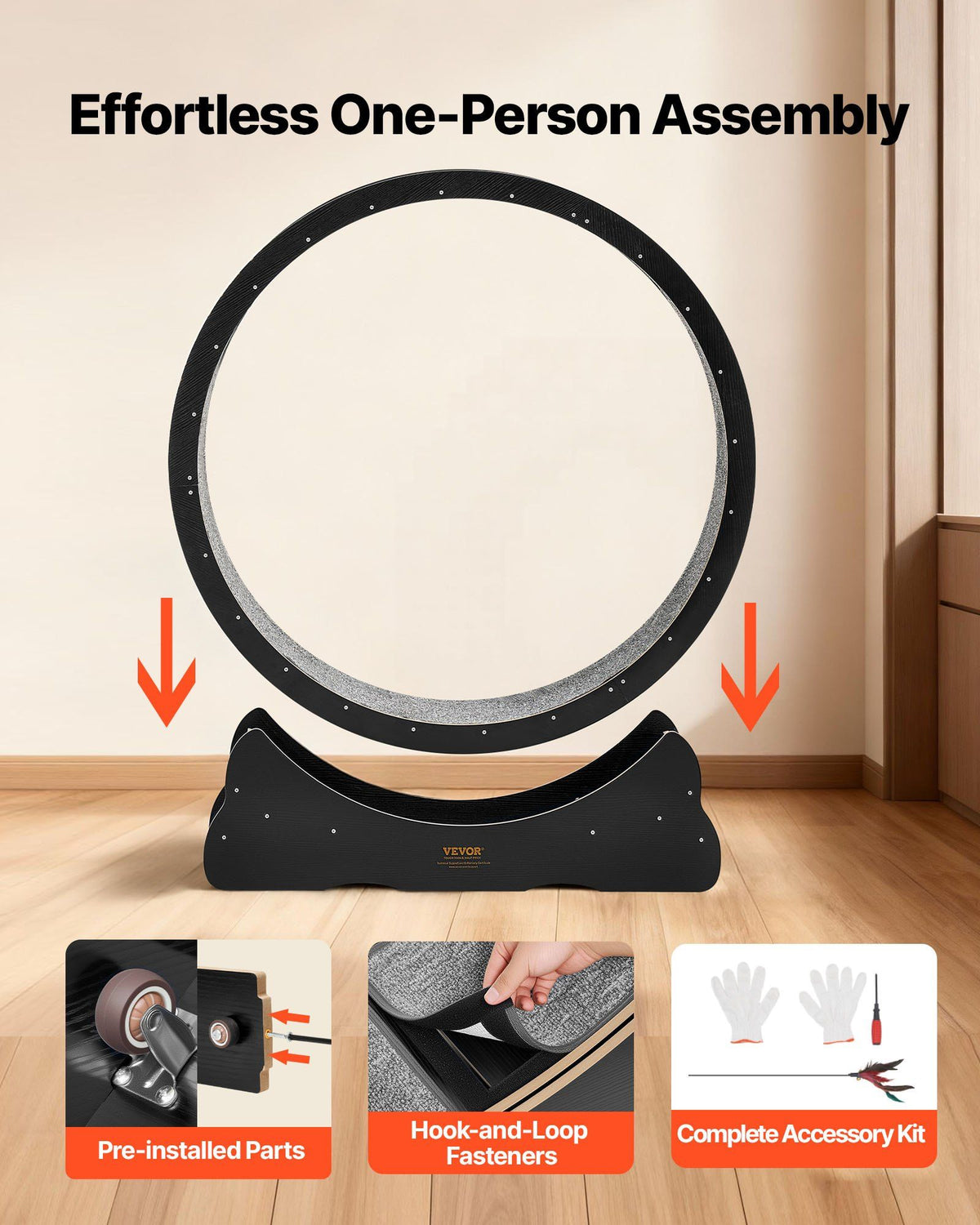 Cat Exercise Wheel, 120 cm Wooden Cat Running Wheel for Indoor Cats up to 12.7 kg, Cats Treadmill with V952-MZMPBJLHSMDB3N5ZN001V0