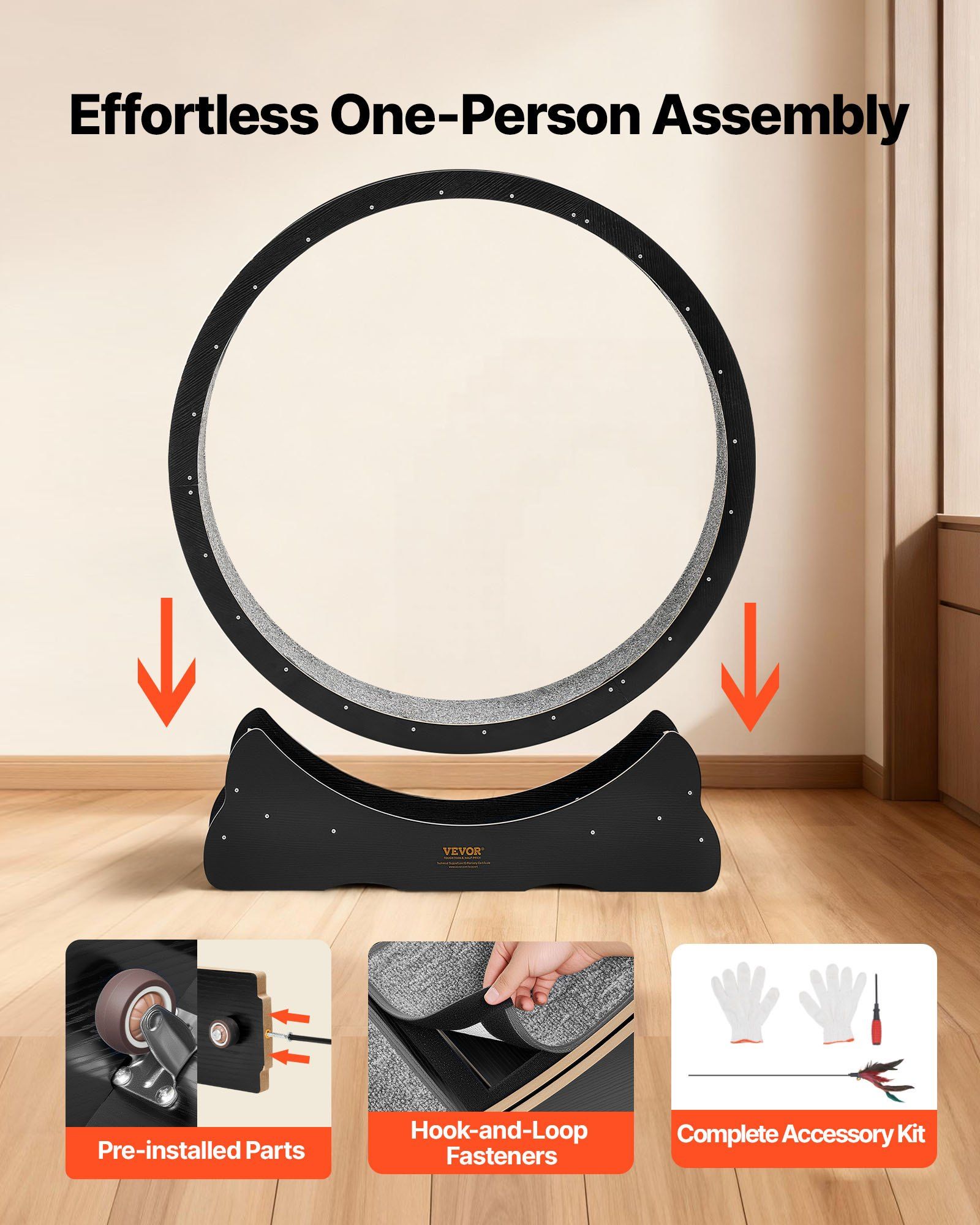 Cat Exercise Wheel, 120 cm Wooden Cat Running Wheel for Indoor Cats up to 12.7 kg, Cats Treadmill with V952-MZMPBJLHSMDB3N5ZN001V0