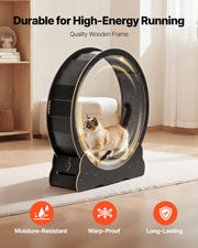 Cat Exercise Wheel, 120 cm Wooden Cat Running Wheel for Indoor Cats up to 12.7 kg, Cats Treadmill with V952-MZMPBJLHSMDB3N5ZN001V0
