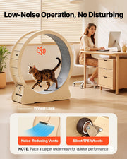 Cat Exercise Wheel, 120cm Wooden Cat Running Wheel for Indoor Cats up to 12.7kg Cats Treadmill with Carpeted V952-MZMPBJMWSMDB3W6JK001V0