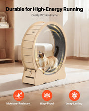 Cat Exercise Wheel, 120cm Wooden Cat Running Wheel for Indoor Cats up to 12.7kg Cats Treadmill with Carpeted V952-MZMPBJMWSMDB3W6JK001V0