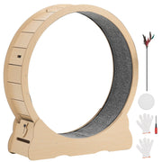 Cat Exercise Wheel, 120cm Wooden Cat Running Wheel for Indoor Cats up to 12.7kg Cats Treadmill with Carpeted V952-MZMPBJMWSMDB3W6JK001V0