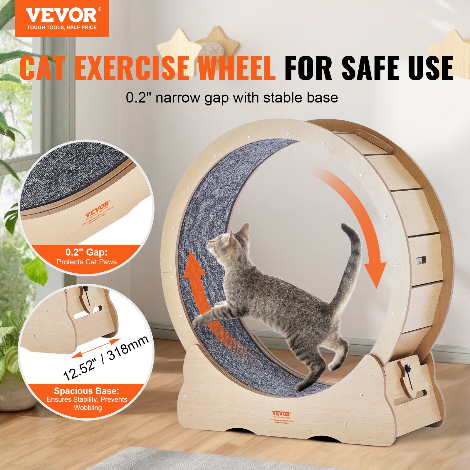 Cat Exercise Wheel, Large Cat Treadmill Wheel for Indoor Cats, 35.8 inch Cat Running Wheel with Detachable V952-MZMPBJYMSMDBCOLWSV0