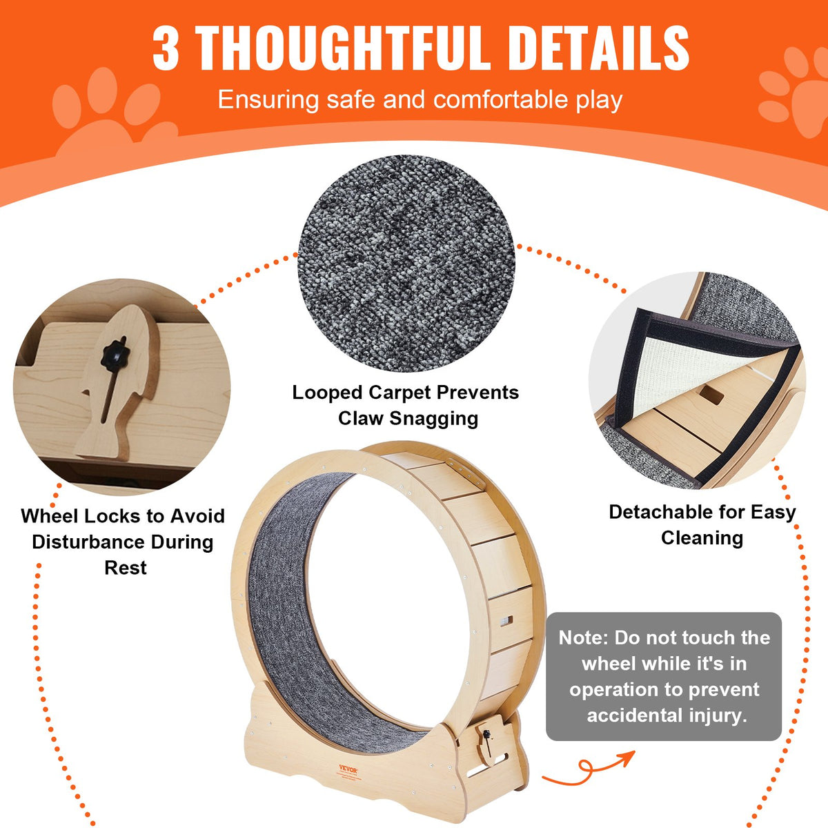 Cat Exercise Wheel, Large Cat Treadmill Wheel for Indoor Cats, 35.8 inch Cat Running Wheel with Detachable V952-MZMPBJYMSMDBCOLWSV0