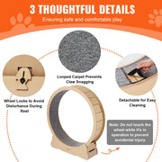 Wooden Cat Exercise Wheel, 1320mm Large Cat Treadmill Wheel for Indoor Cats, Cat Running Wheel with V952-MZMPBJYMSMDBJ1EXWV0