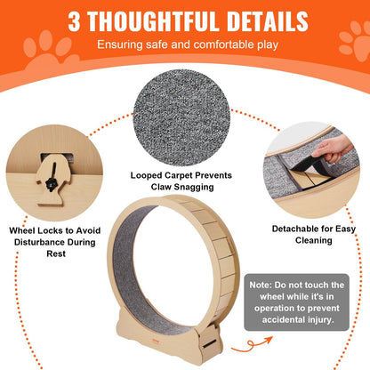 Wooden Cat Exercise Wheel, 1320mm Large Cat Treadmill Wheel for Indoor Cats, Cat Running Wheel with V952-MZMPBJYMSMDBJ1EXWV0