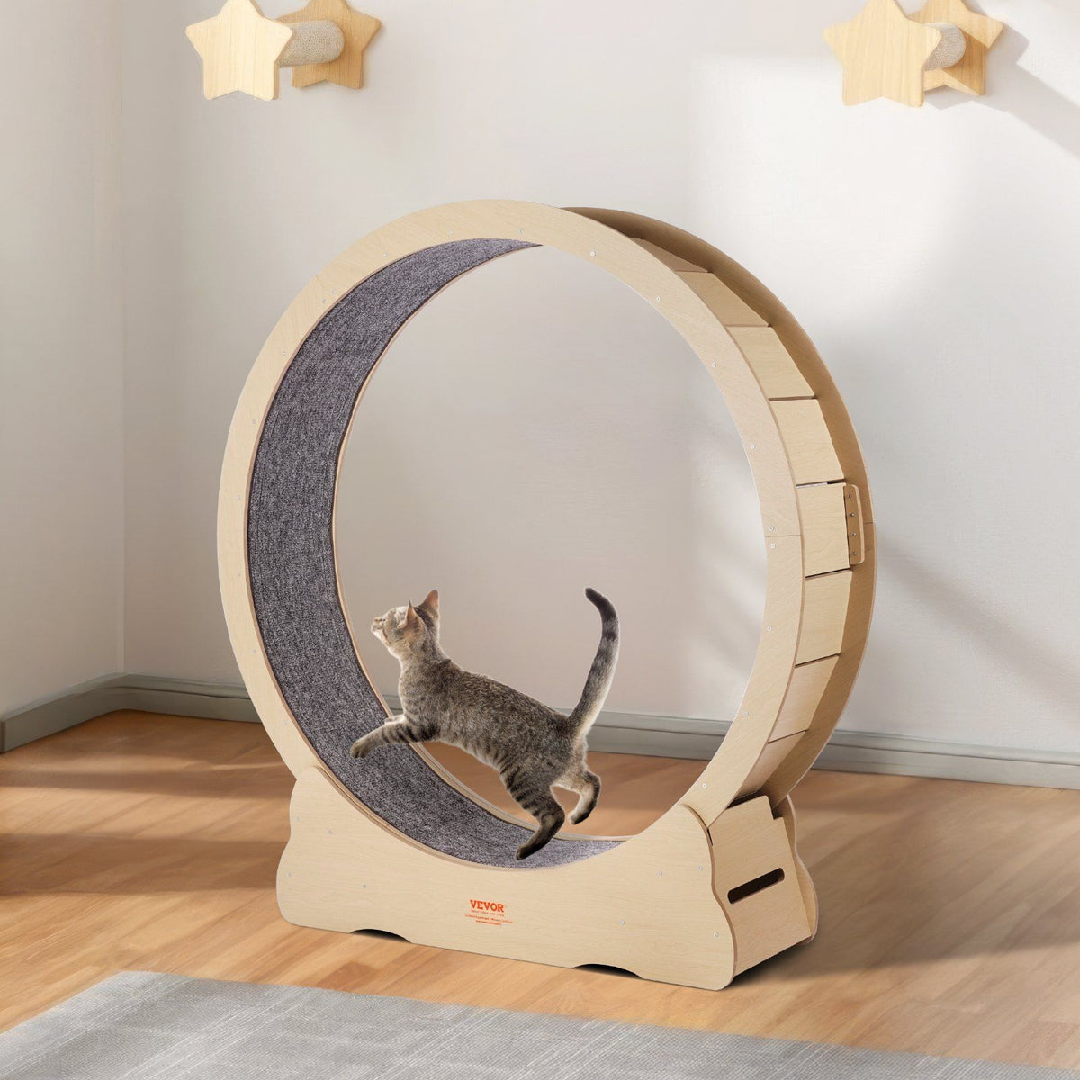 Wooden Cat Exercise Wheel, 1320mm Large Cat Treadmill Wheel for Indoor Cats, Cat Running Wheel with V952-MZMPBJYMSMDBJ1EXWV0