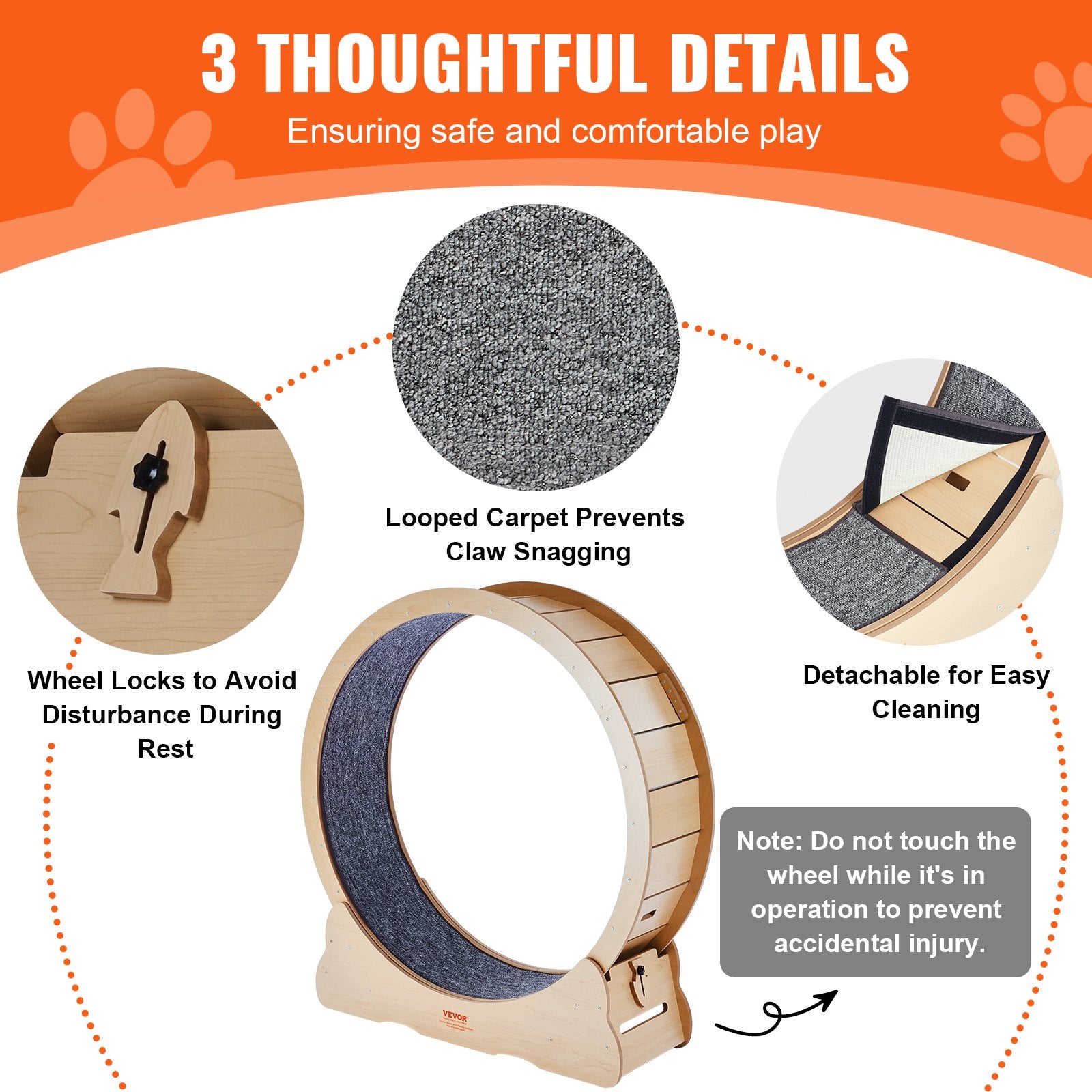 Wooden Cat Exercise Wheel, 43.3" Large Cat Treadmill Wheel for Indoor Cats, Cat Running Wheel with Detachable V952-MZMPBJYMSMDBOHXZ2V0