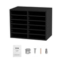 Wood Literature Organizer Adjustable File Sorter 12 Compartments Black V952-MZWJZLFPJBH12855MV0
