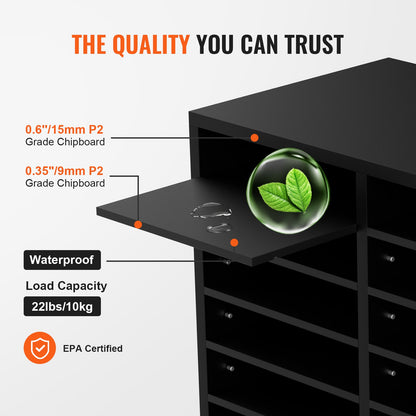 Wood Literature Organizer Adjustable File Sorter 12 Compartments Black V952-MZWJZLFPJBH12855MV0