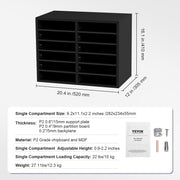 Wood Literature Organizer Adjustable File Sorter 12 Compartments Black V952-MZWJZLFPJBH12855MV0