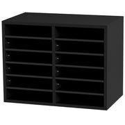 Wood Literature Organizer Adjustable File Sorter 12 Compartments Black V952-MZWJZLFPJBH12855MV0