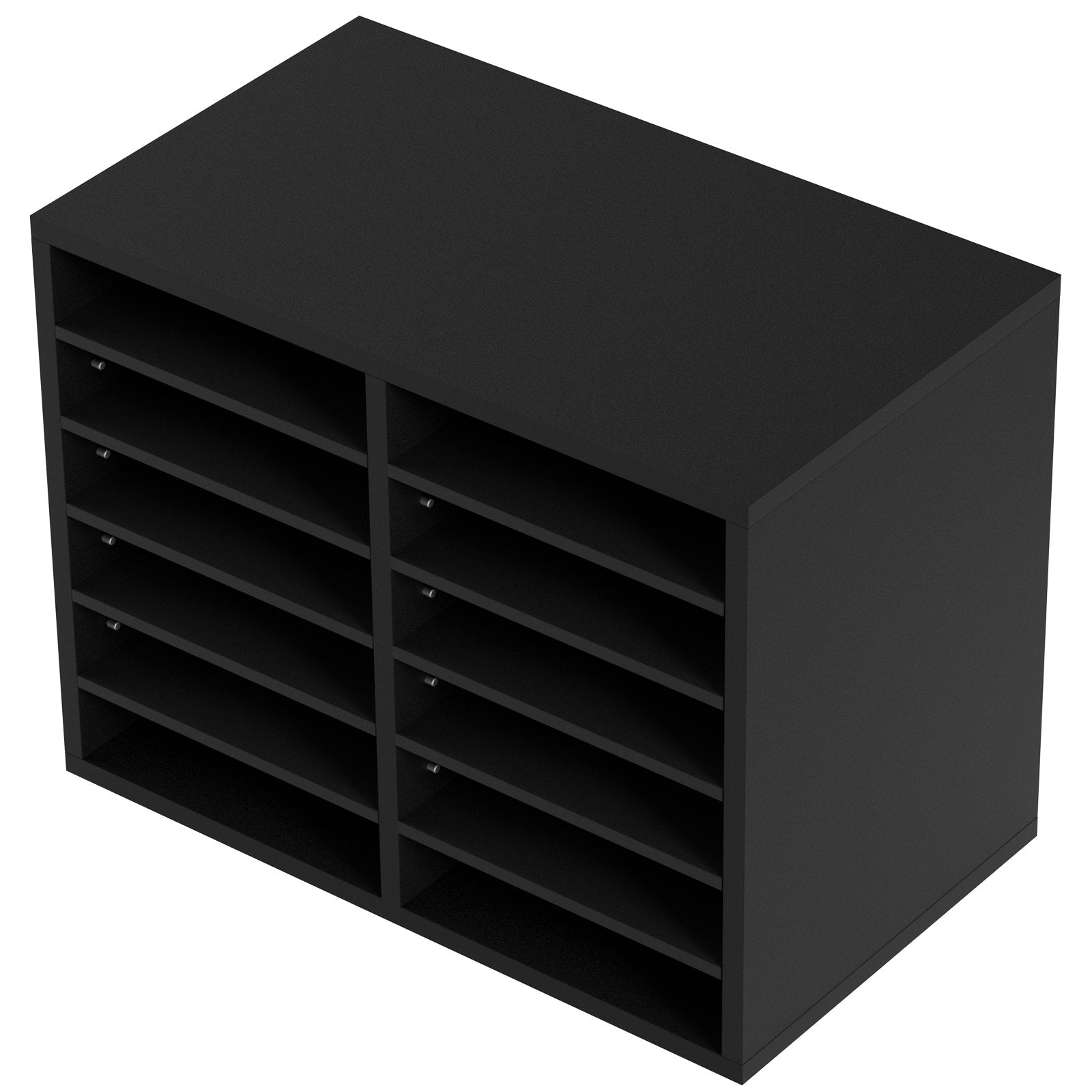 Wood Literature Organizer Adjustable File Sorter 12 Compartments Black V952-MZWJZLFPJBH12855MV0