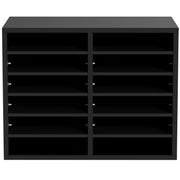 Wood Literature Organizer Adjustable File Sorter 12 Compartments Black V952-MZWJZLFPJBH12855MV0