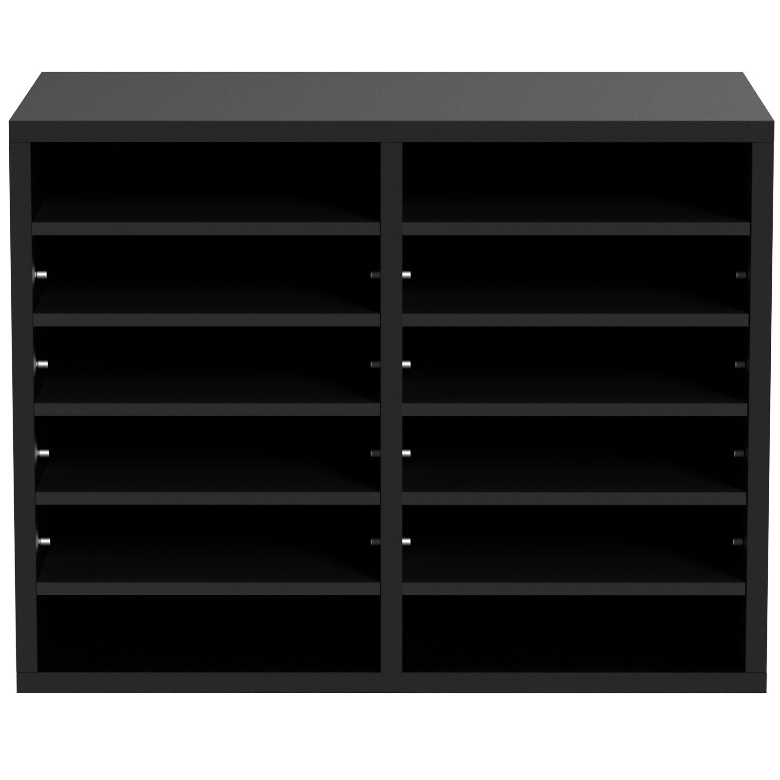 Wood Literature Organizer Adjustable File Sorter 12 Compartments Black V952-MZWJZLFPJBH12855MV0